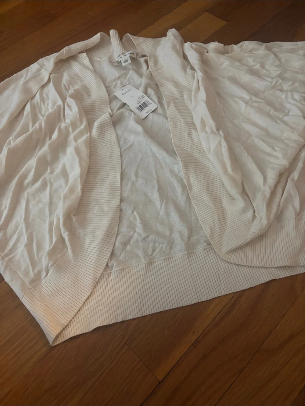 Banana Republic Cream Open-Front Draped Cardigan batwing sleeves